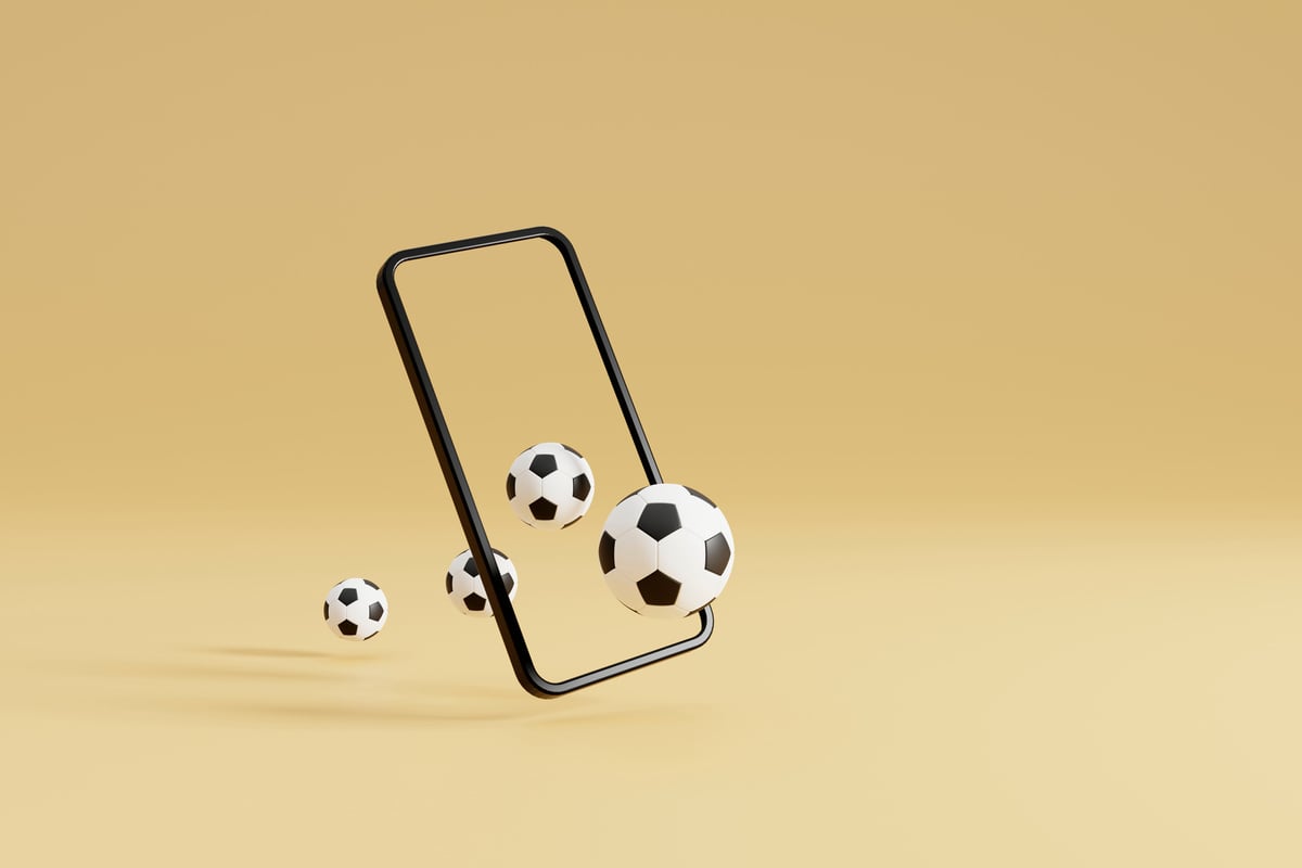 Smartphone with football soccer ball. online game or video s